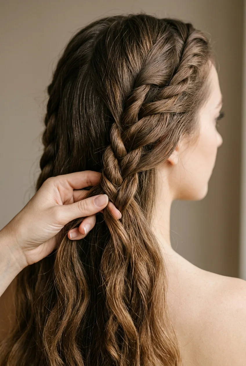 Intricate rope twist hair technique showing interlocking pattern and natural volume in long hair