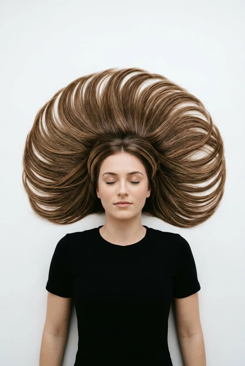 Shoulder-length hair with subtle layers and face-framing pieces in circular arrangement