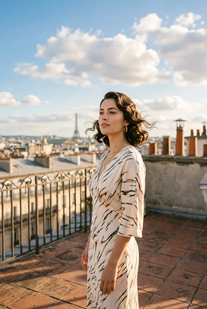 Woman with soft finger waves showing S-curve pattern in golden light