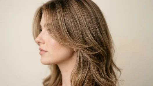 Professional soft layered hairstyle showing seamless graduation and natural movement in studio lighting