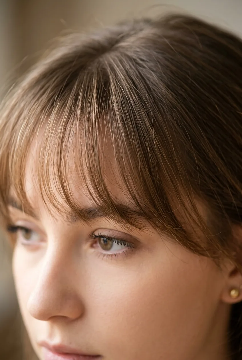 Wispy bangs enhanced with texture spray showing improved separation and movement