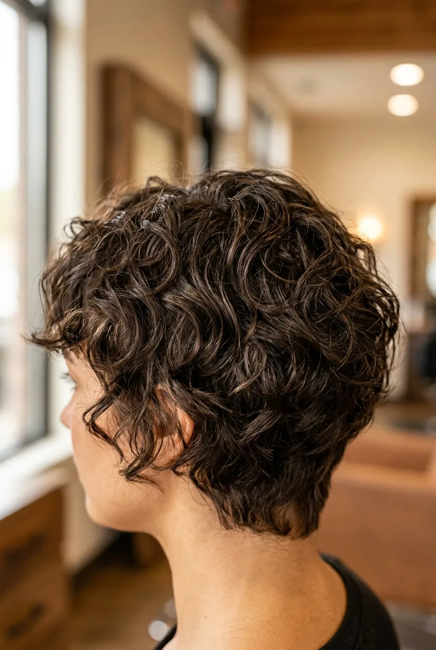 Textured crop haircut on wavy hair displaying natural wave formation in shorter length