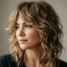 Woman with textured shag haircut showing soft layered feathery movement and natural waves