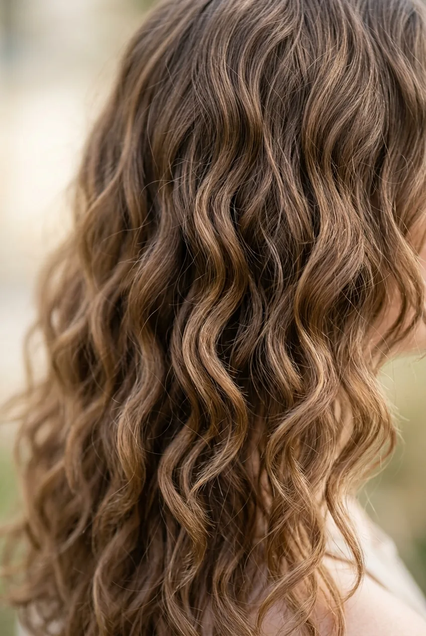 Naturally wavy hair displaying effortless wash-and-wear texture and movement