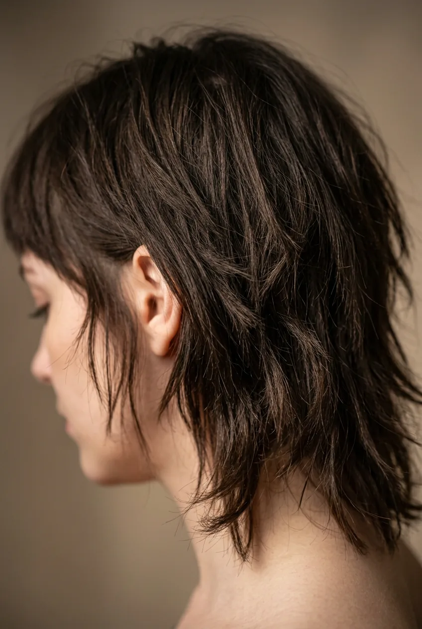 Close-up of choppy disconnected layers sticking out at uneven angles demonstrating poor cutting technique