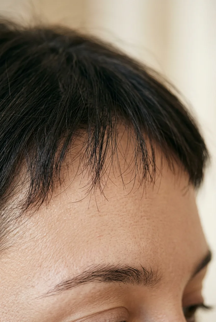 Extreme close-up of razor-cut micro wisps showing feathery irregular ends and texture