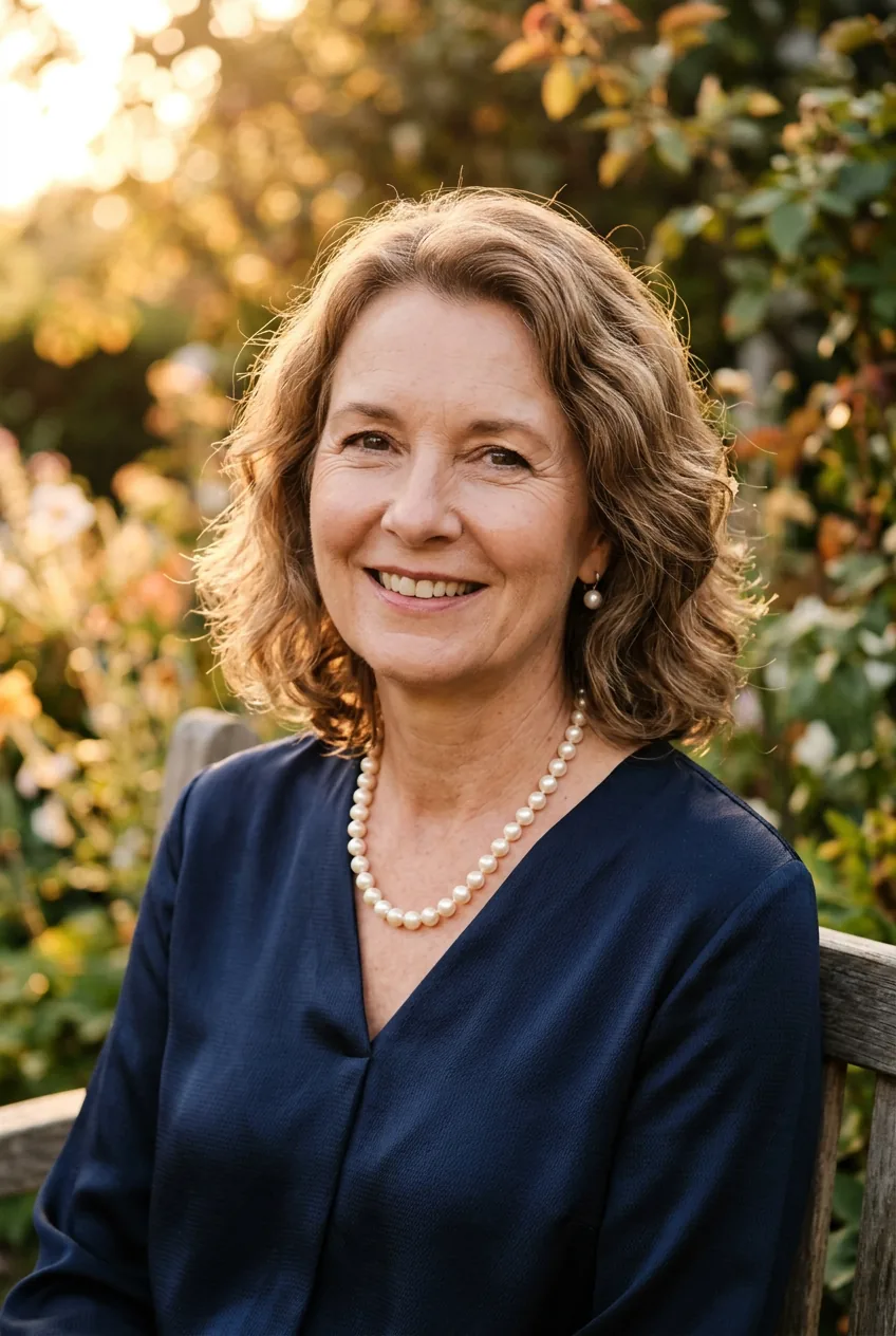 Woman with soft shoulder-length waves and gentle face-framing layers