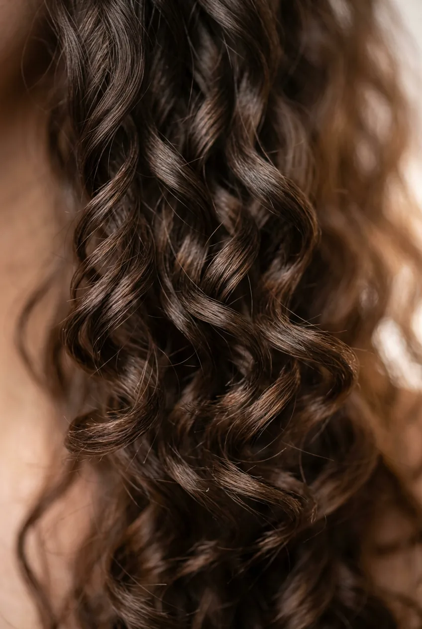 Detailed macro shot of individual wave strands showing natural separation created by layered cutting